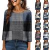 Women's Fashionable Casual Round Neck  3/4 Sleeve  Printed T-Shirt Top
