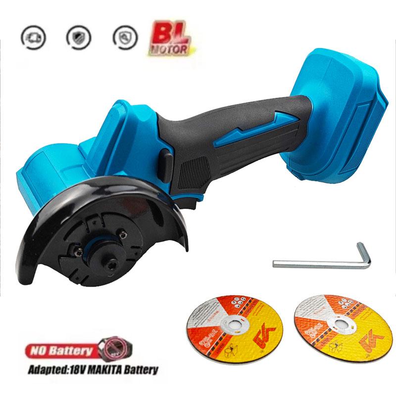 Mini Angle Grinder 3 Inch Cordless Polishing Machine Diamond Cutting Grinder + 2 Cutting Disc Power Tool for Makita 18V Battery
