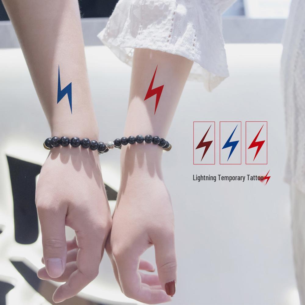 Waterproof Minimalist Lightning Temporary Tattoos for Couples - Long-Lasting and Fashionable for Parties