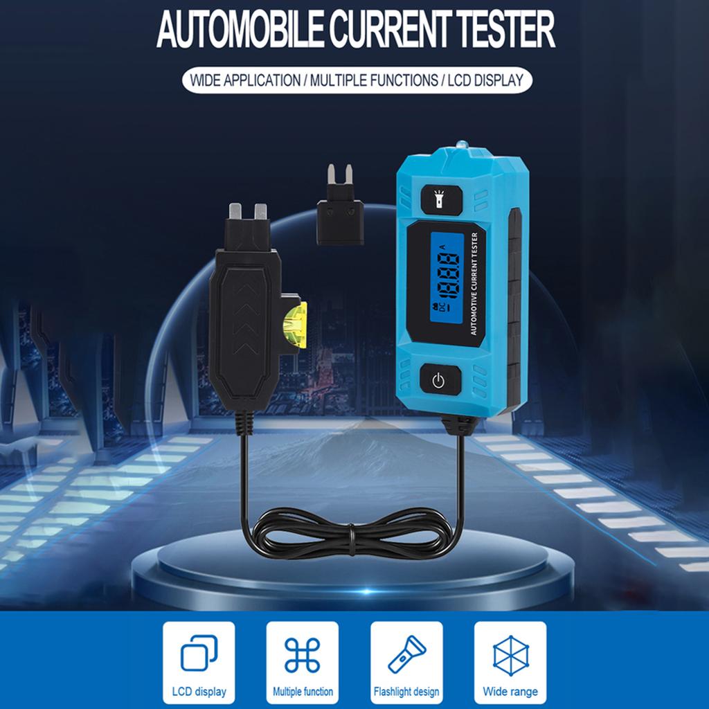 Car Fuse Current Tester 20A 48V Automotive Circuit Fault Probe Detector with LCD Backlight LED Flashlight Comes with
