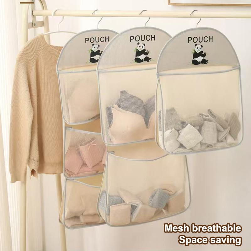 Multi-Layer Storage Mesh Bag Save Space Large Capacity Socks Storage Bags Wardrobe Hanging Multi-Function