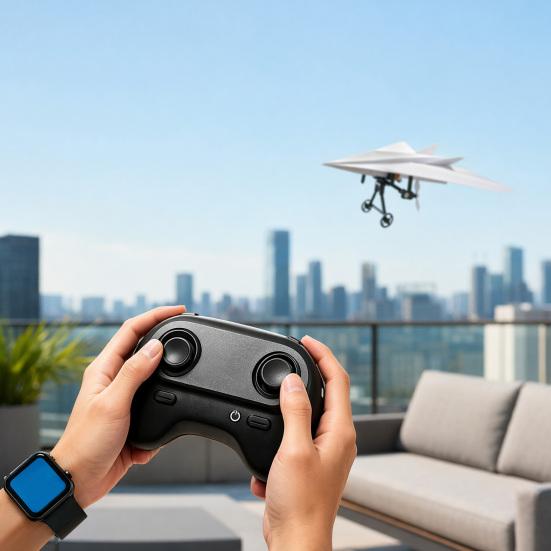 Kit DIY Avião de Papel RC, Módulo Elétrico de Avião com Controle Remoto com Estabilizador Giroscópico, Hélices Duplas, Conjunto de Componentes Lançadores de Aeronaves de Papel para
