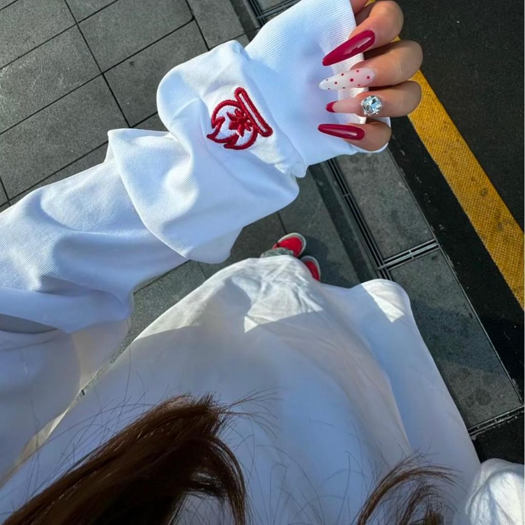 Dames Little Flame Borduur Hoodie - Herfst/Winter Losse Lange Mouw High Street Koppel Kleding Top