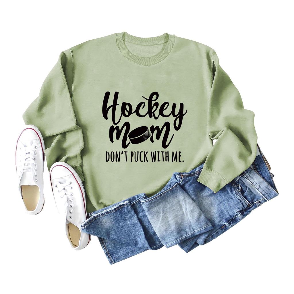 Hockey Mom Don't Puck Round Neck European-American Women's Long-Sleeve Shirt