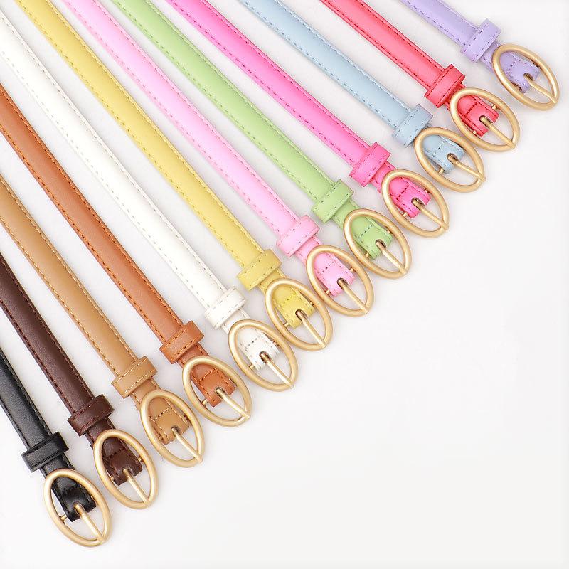 New Women's Belt Fashionable Versatile Candy Color Decorative Jeans Belt for Women Korean Style Oval Pin Buckle Thin Belt