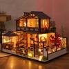 DIY Wooden Dollhouse Town Architecture Doll Houses Miniatures with Furniture Toy Children Birthday Gift