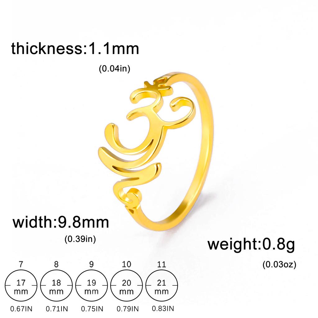 LIKGREAT Chakra OM Ring for Women Men Stainless Steel Gold Color AUM Yoga Meditation Spiritual Religious Amulet Jewelry Gifts