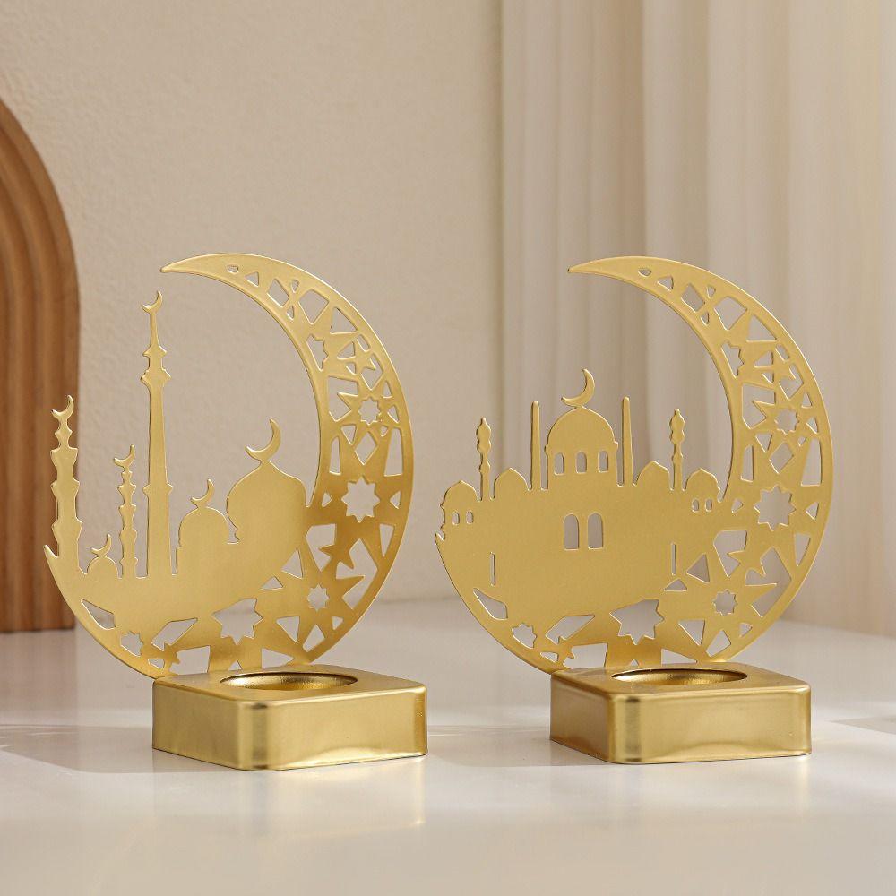 Heat-resistant Eid Mubarak Candlestick Castle Shape Islamic Style Aromatherapy Tray  Entryway Decor