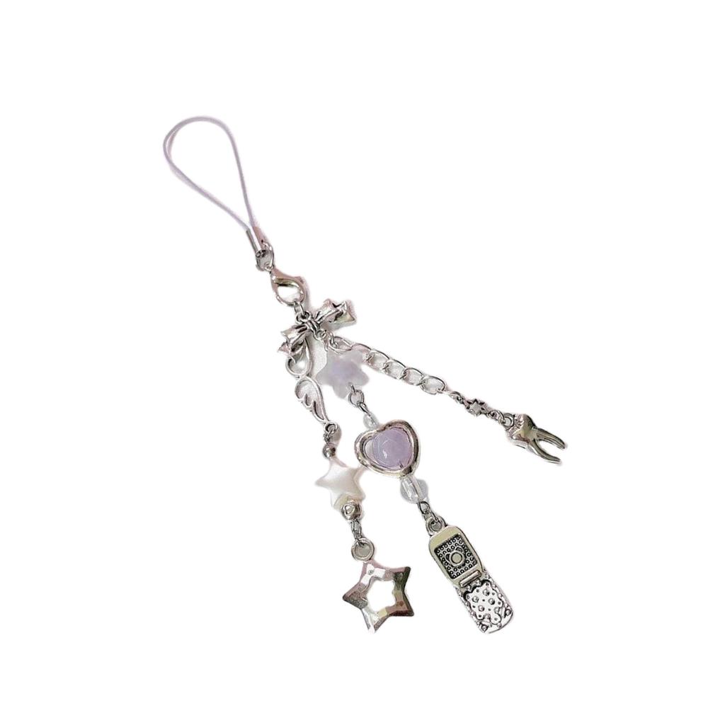 Handmade Beaded Phone Strap With Cute Charm For Girls Y2K Style Anti Drop Fashion Keychain Jewelry Accessory