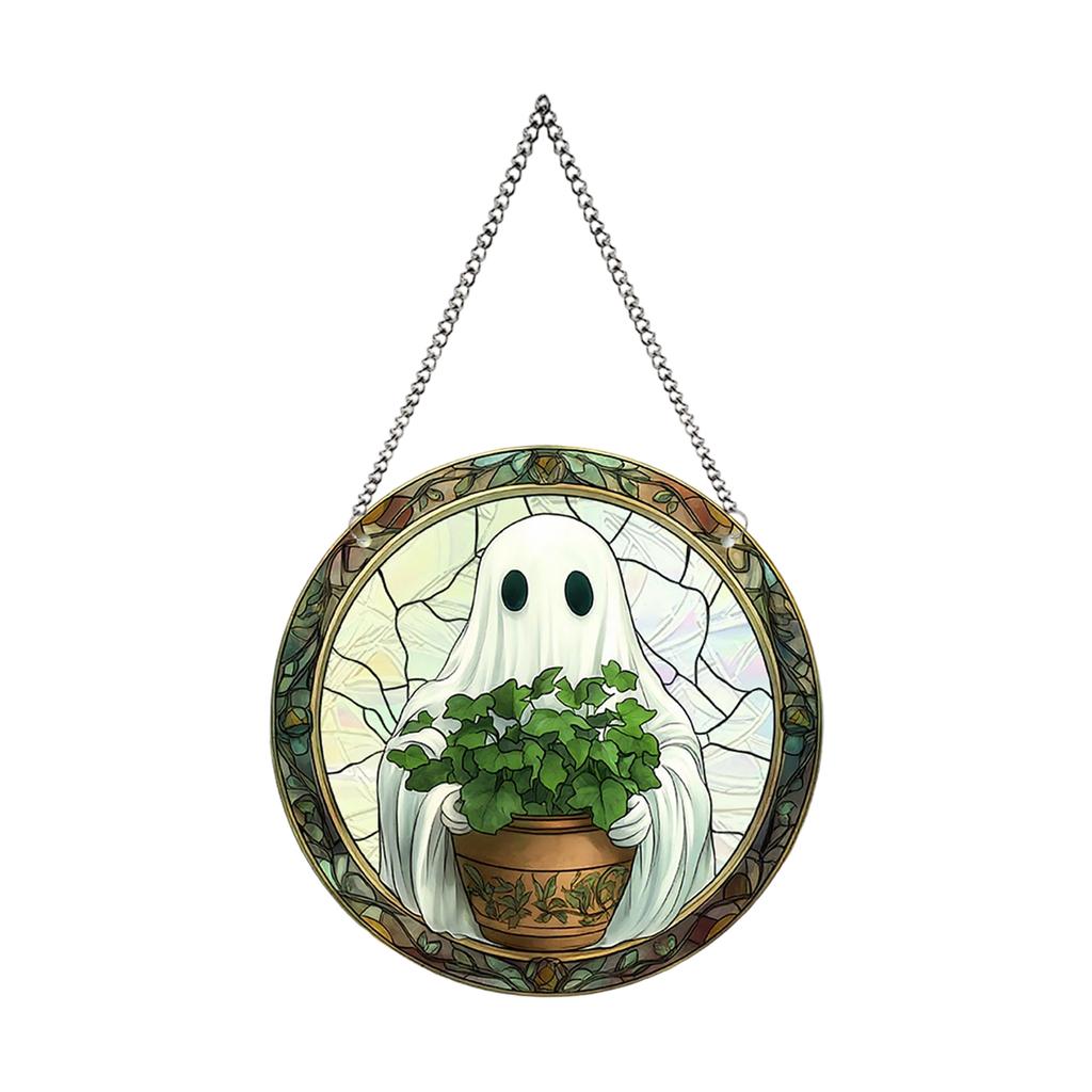 2D Halloween New Cat Witch Window Sunlight Catcher Acrylic Colorful Film Colorful Pendant Wall Decoration