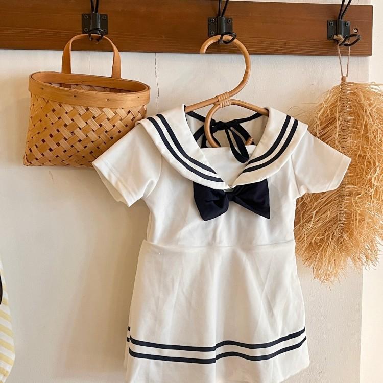2025 New Girls' Chinese Style White One-Piece Swimsuit - Holiday Fashion Swimwear