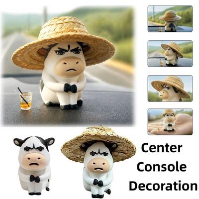 Cute Grass Cow Figure Ugly-cute Car Ornament Calf Cow Doll  Car