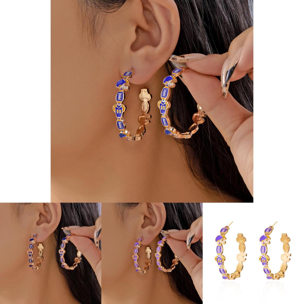 Casual Cool Unique Football Volleyball Earrings In Alloy With Electroplated Finish For Women
