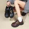 British Style Fashion Simple Loafers Square Buckle Soft Leather Women's Shoes 2025 Spring and Autumn New Height Increase Versatile Casual Shoes