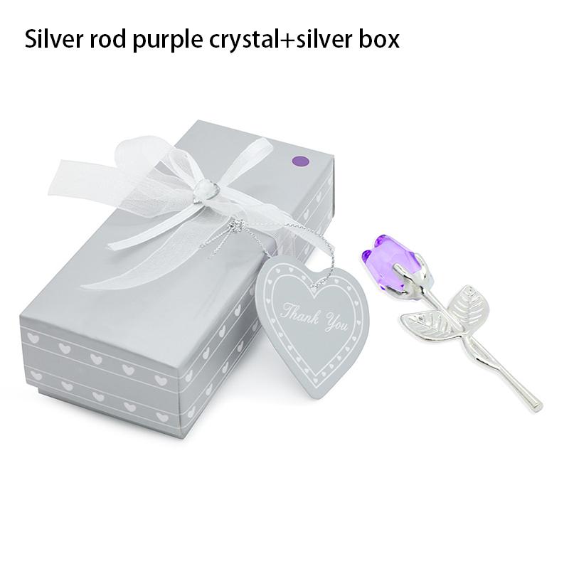 Crystal Rose Artificial Flower Gold And Silver Handicraft Wedding Decoration Valentine's Day Couple Girlfriend Gift With Box