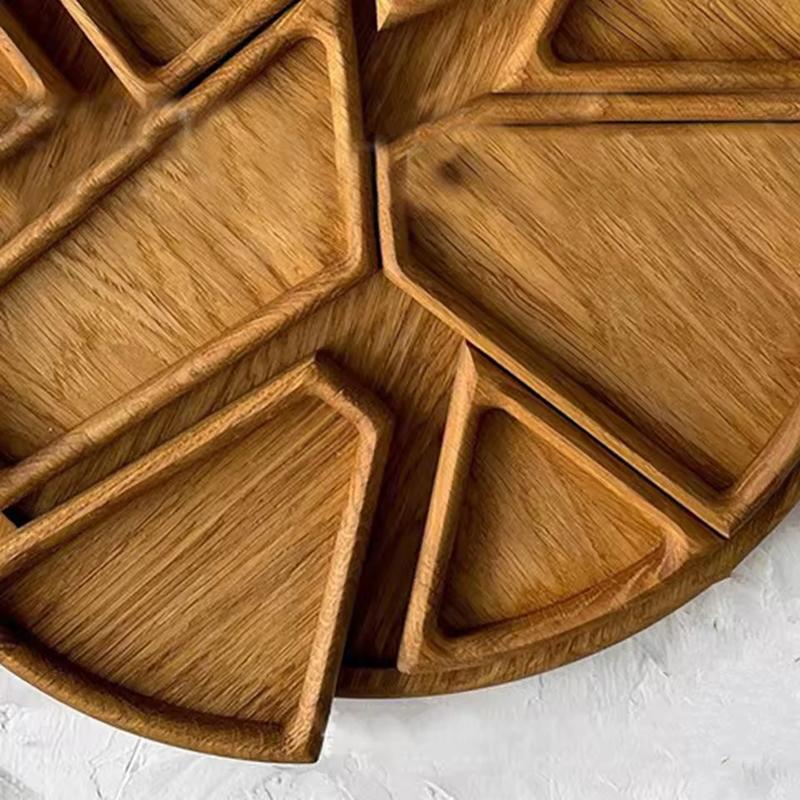 Divided Wood Serving Tray Snack Dessert Platter Fruit Appetizer Serving Plate Serving Platter Round For Candy Nuts Appetizers