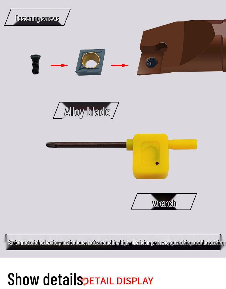 CNC 95° Spring Steel Internal Hole Lathe Tool, D20S-SCLCR09 Boring Bar Holder, 250/300/400 Tool Holders
