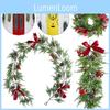 Christmas Rattan Wreath Garland With Berry And Flowers- Diy Fireplace Decor And Tree Ornament