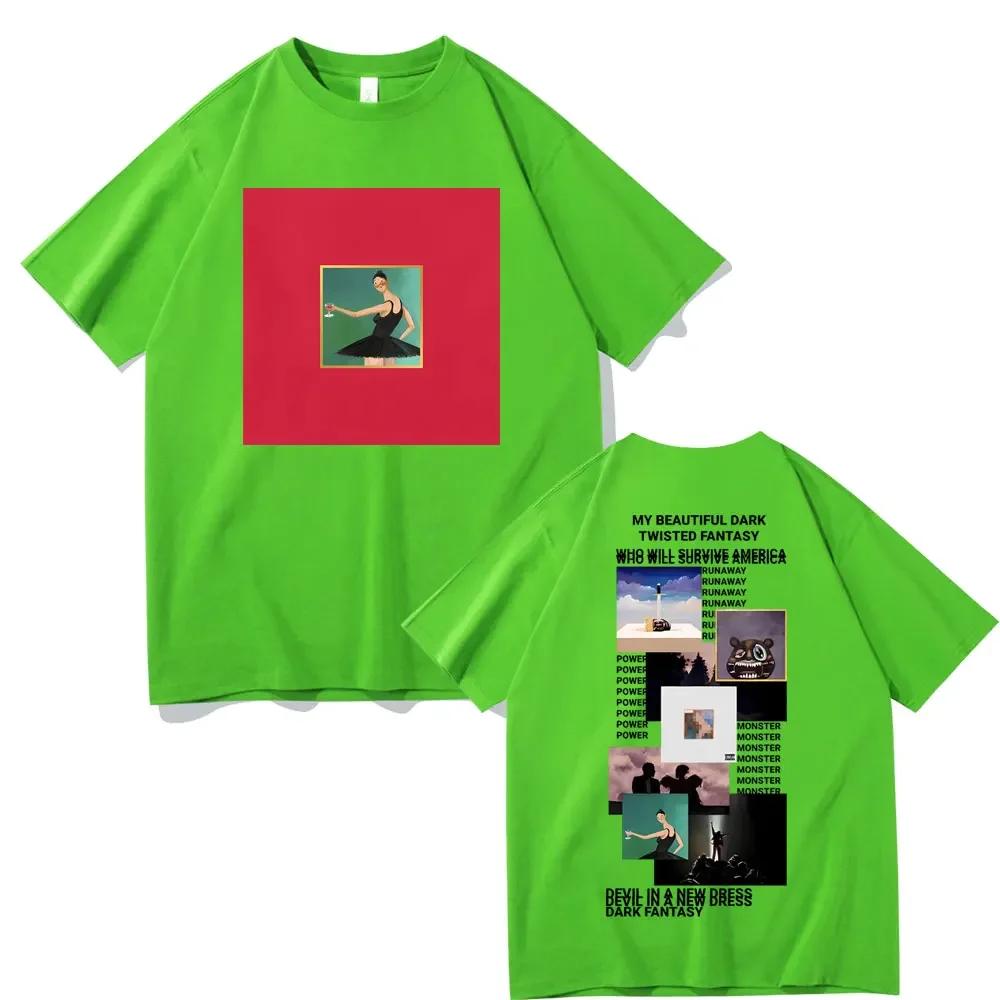 Raper Kanye West Moja Piękna Mroczna Pokręcona Fantazja Koszulka z Okładką Donda The College Dropout Koszulki Unisex Hip Hop Vintage Koszulka