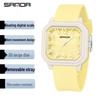 Sanda Fashion Color Block Kids' Silent Quartz Square Exam Watch – 3D Creative Unisex Design