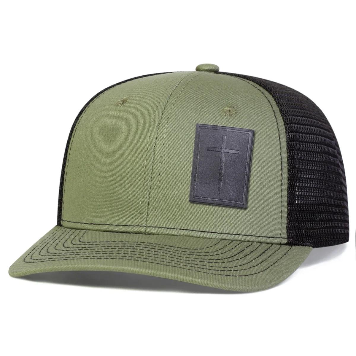 

Unisex Cross Black Leather Label Baseball Net Caps Spring Summer Outdoor Adjustable Casual Hats Dad Hat Sunscreen Hat