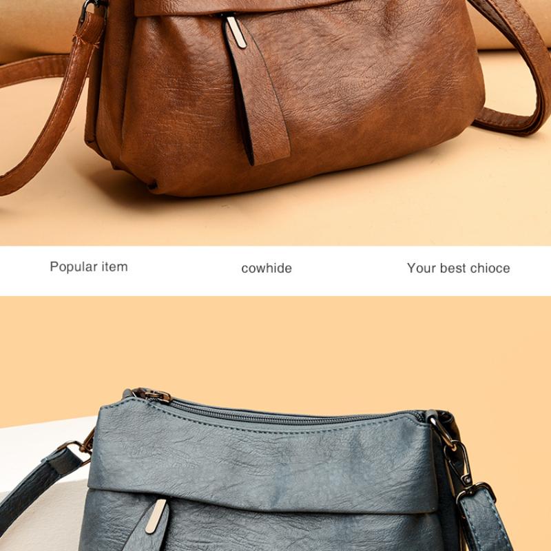 Трехслойные женские сумки на плечо большой вместимости, однотонные простые женские сумки-мессенджеры из мягкой кожи, легкие маленькие сумки в стиле ретро
