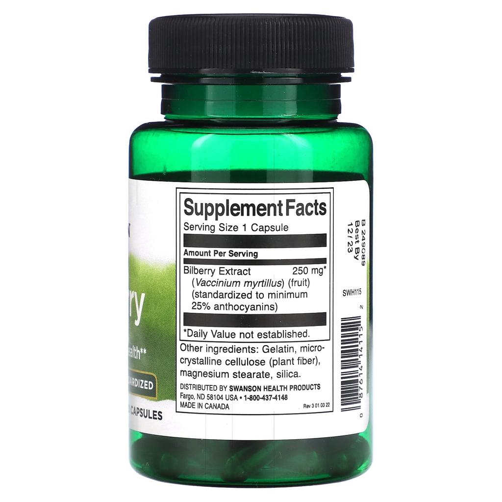 Bilberry, 60 capsules (250 mg per capsule)