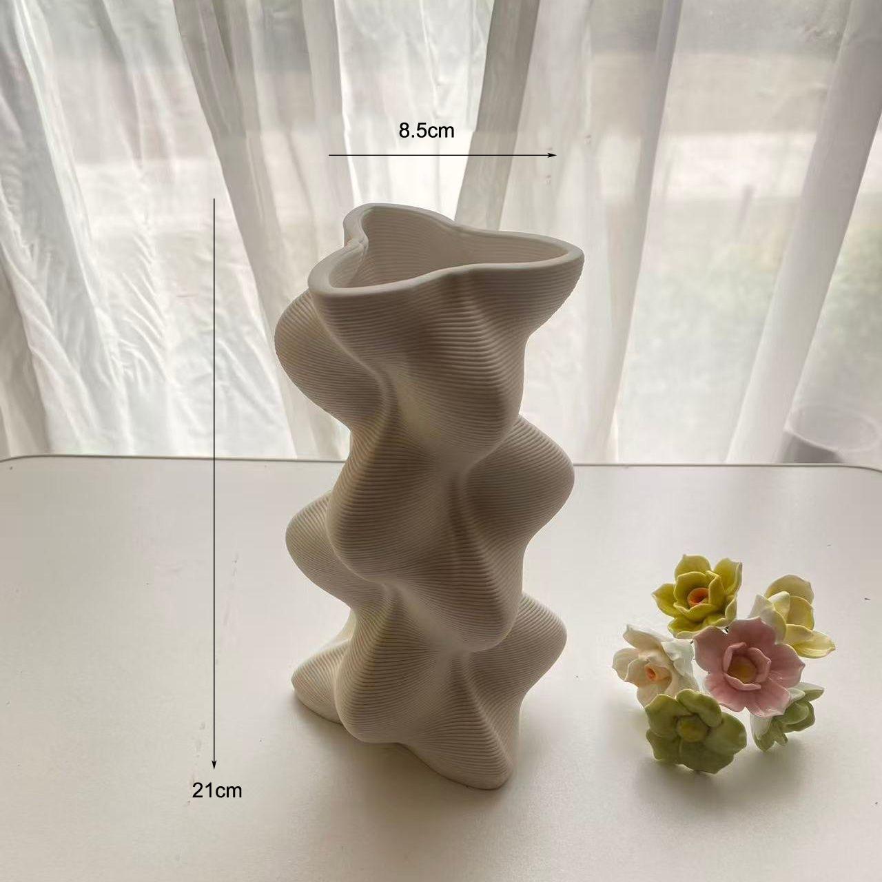 

Simple 3D Printed White Ceramic Vase Flower Arrangements Ornaments Home Bedroom Table Decoration Item Homestay Store Accessories