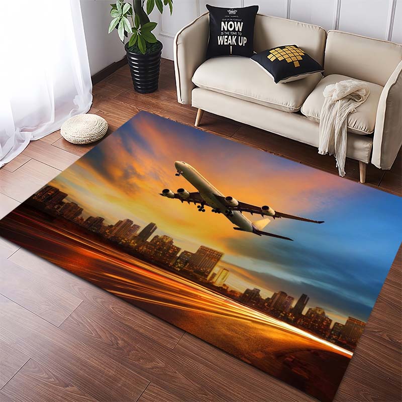 Fantasy Saturn & Alien Planet Landscape Area Rug, Non-Slip Floor Mat