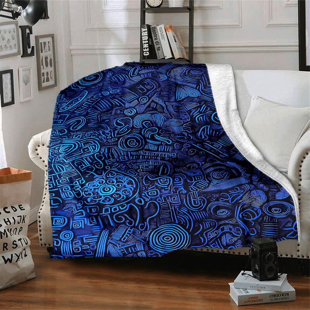 1pc Abstract Patterns Rune Blanket, Lightweight Flannel Throw Blanket for Sofa, Bed, Travel, Camping, Living Room, Office, Couch, Chair, and Bed