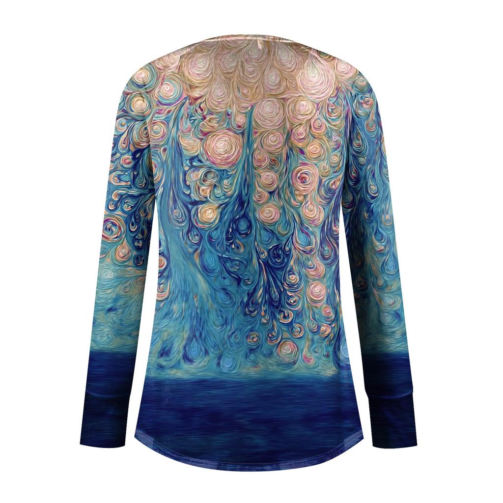 Dame Oversized Genser Grafisk Genser Langermet Drop Shoulder Rund Hals Topper Vintage Klær