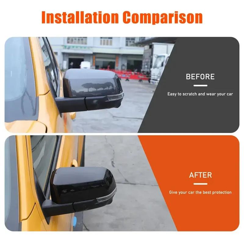For Ford Ranger  2024 ABS Plastic Car Rearview Side Mirror Cover Wing Cap Exterior Door Trim Adhesive Sticker Parts