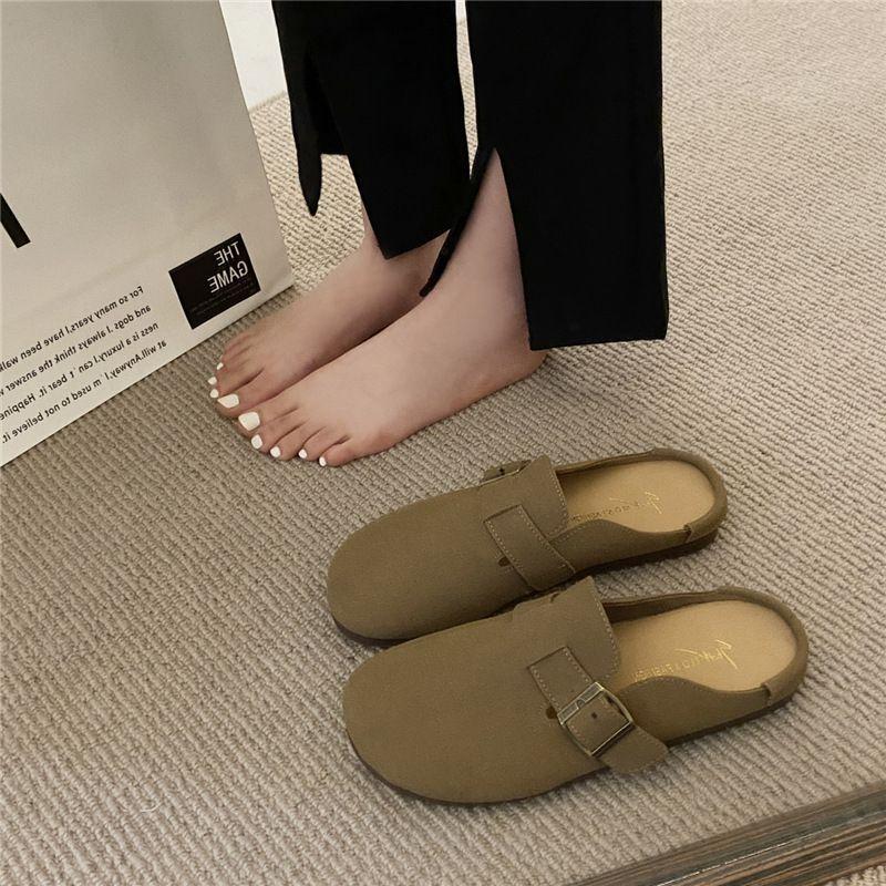 Baotou Half Slippers Women's Outer Wear 2025 New Summer Retro Versatile Flat Bottom Non-slip Lazy Muller Cool Slippers