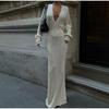 Elegant Knitted Maxi Dresses for Women Summer Long Sleeve V-neck Hollow Out Long Dress Female Chic Evening Party Beach Dresses