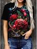 Kadın Tişört Tee Gül Çiçekli Günlük Tatil Baskılı Kısa Kollu Moda Bisiklet Yaka Yaz&İlkbahar Harajuku Kızlar için tişörtler