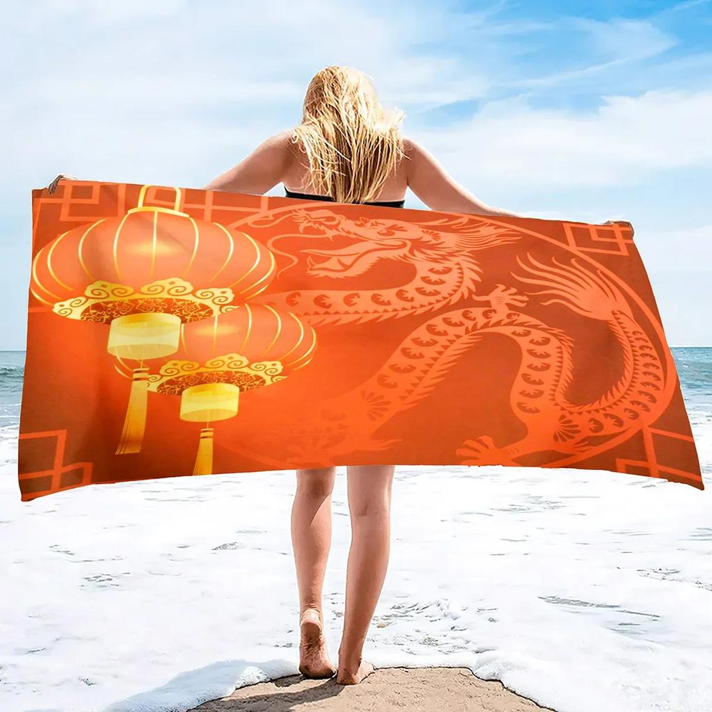 Oversized Microfiber Sand Free Towels Pool Beach Towels Quick Dry Beach Towel Chinese Style Beach Towel for Women and Men