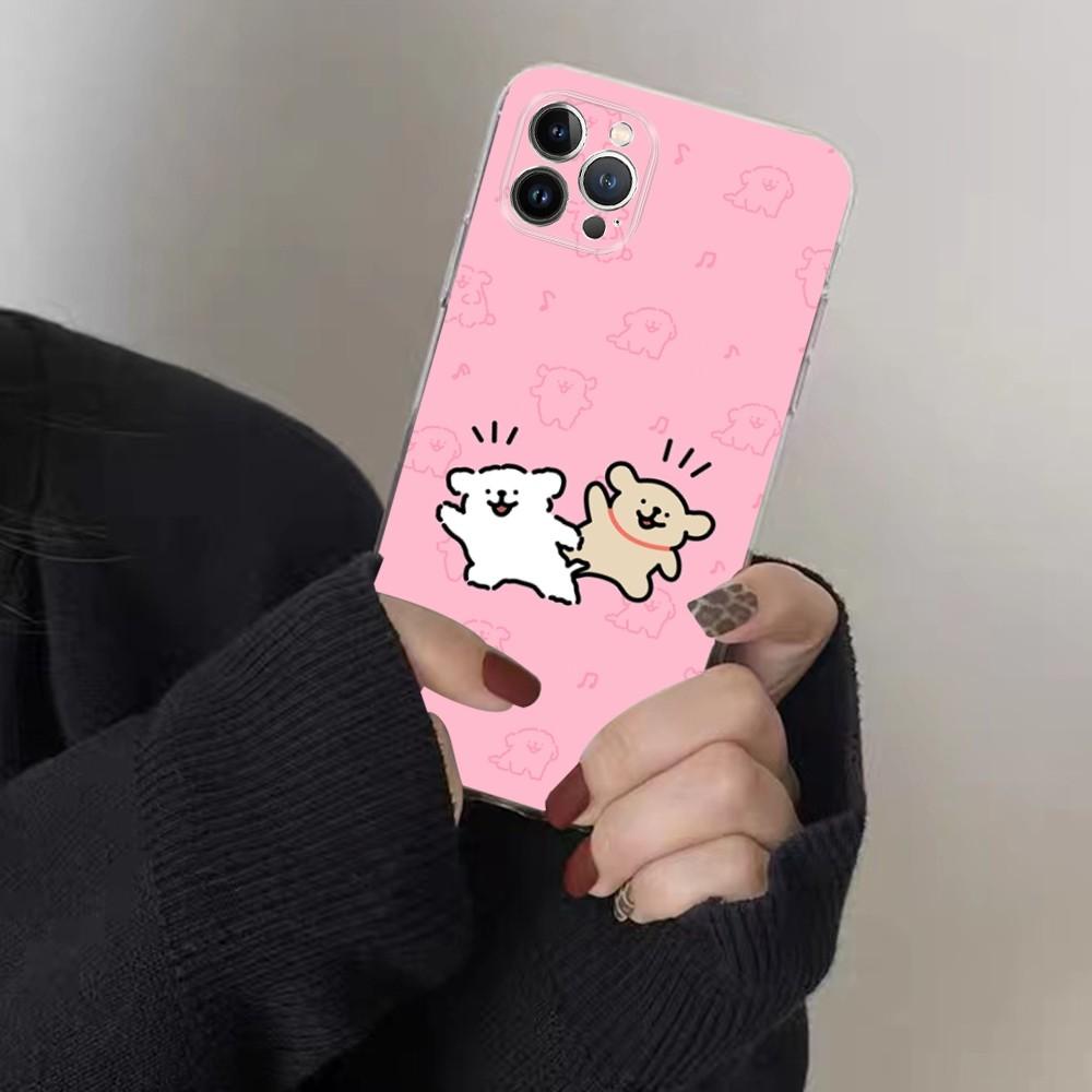 Cartoon Cute Hug Heart Dog Phone Case for iPhone 15 8 7 6 6S Plus X SE 2020 XR XS 14 11 12 13 Mini Pro Max Mobile Case