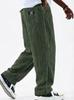European & American Men's Wide Corduroy Logo Pocket Casual Loose Straight-Leg Pants 2026