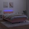 Vidaxl Continental Bed with Mattress and LED, Pink Velvet 120X200Cm