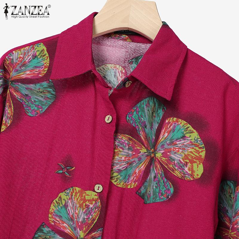 ZANZEA Women Long Sleeve Blouse and Pants Floral Print Two Piece Suit Sets