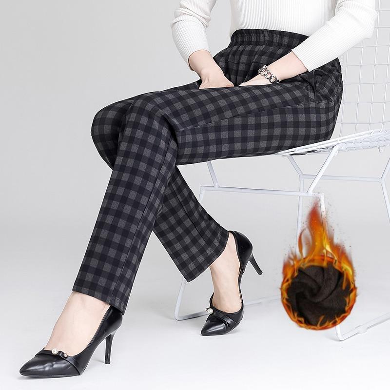 

Осень и зима брюки для женщин среднего и пожилого возраста бархатные утолщенные с высокой талией свободные для пожилых хлопковые брюки для ношения брюки для мамы бабушка прямая труба 6XL (165-90kg recommended)