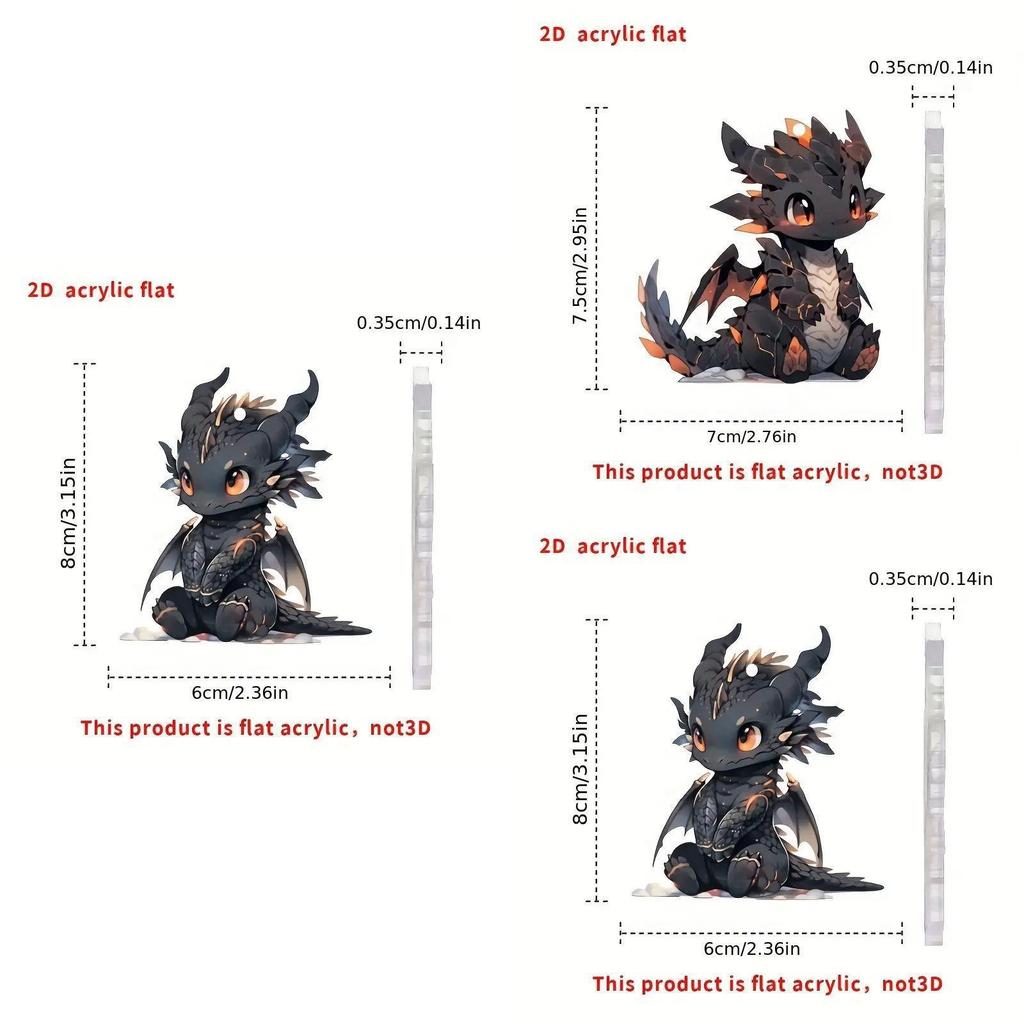 Acrylic Black Dragon Cartoon Car Charm Pendant For Stylish Vehicle Decoration