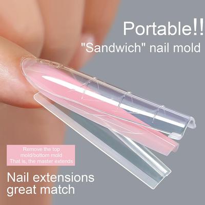 256Pieces Nail Sandwich Dual Form Nail Tips Quickly Building Gel Form Nail System Full Cover Tips Nail Extension Form