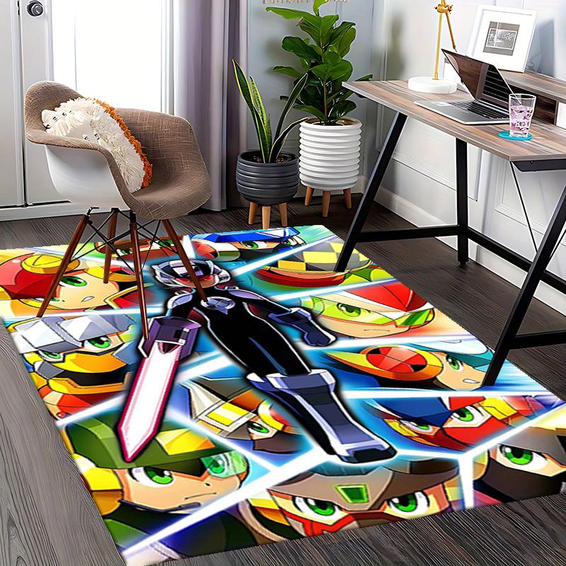 1pc Megaman Anime Cartoon Design Office Chair Mat Non-Slip Carpet for Home Decor, Suitable for All Seasons, Ideal as a Gift.Y088