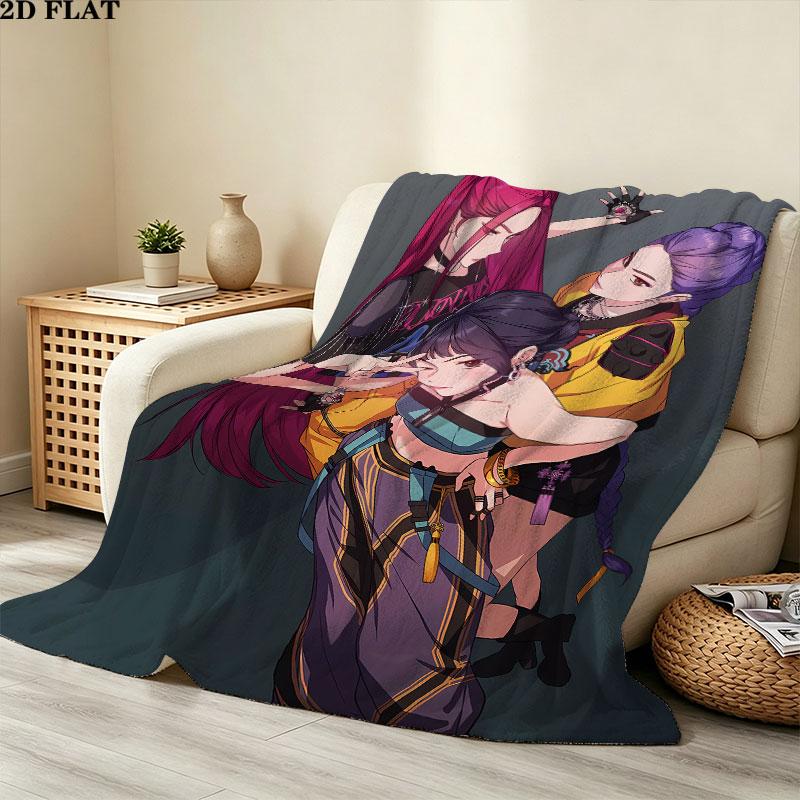 1PC Kpop Demon Hunters Patterned Flannel Blanket Suitable For All Seasons For Home Decor Warmth And Comfort Gifts Holiday Present
