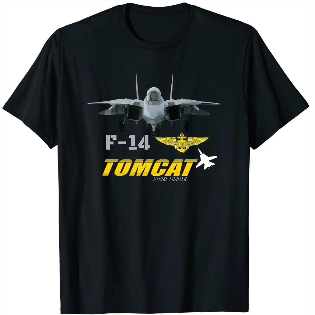 Marine F14 Tomcat Militärflugzeug Düsenjäger T-Shirt 100% Baumwolle Rundhals Sommer Kurzarm Lässig Unisex T-Shirt Größe S3XL