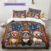 Christmas Pitbull Pattern Bedding Home Decoration Birthday Gift (1 * duvet cover + 2 * pillowcase, without core)