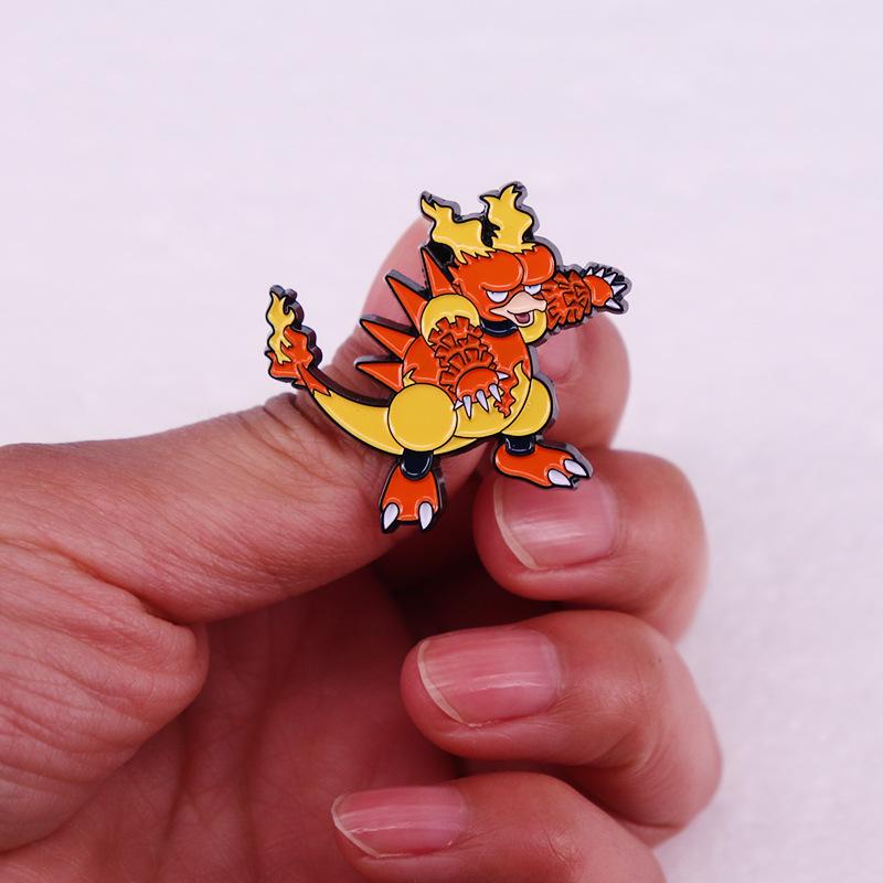 Magmar Anime Lapel Pins Backpack Jeans Enamel Brooch Fashion Jewelry Gifts Games Elf Fiery Dragon Cartoon Badges