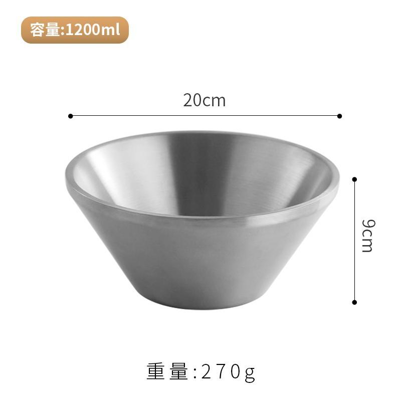 Doppelschichtige Salatschüssel aus Edelstahl 304, dicke, verbrühungshemmende V-förmige Ramen-Nudel-Reisschüsseln, Küchenutensilien