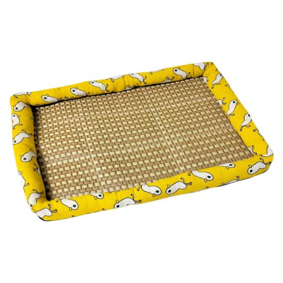 Pet Cooling Mat Summer Cooling Dog Bed Mat Washable Cooling Rattan Mat with Raised Edge Non-slip Bottom for Cats And Dogs